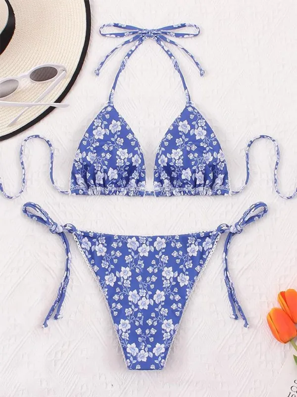Split Floral High End Bikini Swim Set