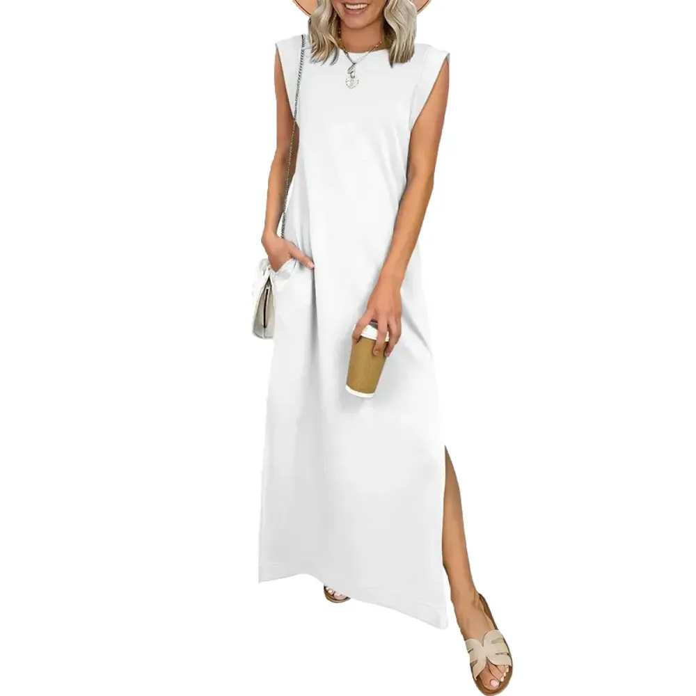 Women Summer Casual Sleeveless Maxi Dress 2026 Crewneck Loose