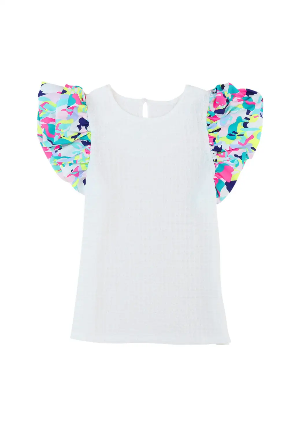 Voluminous Printed Puff Sleeve Textured