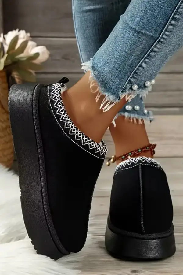 Contrast Print Plush Lined Snow Boots