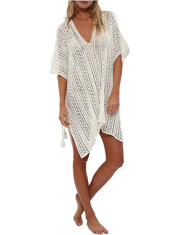 Knitted Hollow Blouse Coverup Swim Cover Up