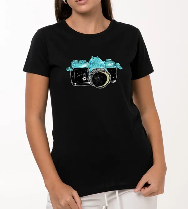 Look At The Moon Black T-Shirt