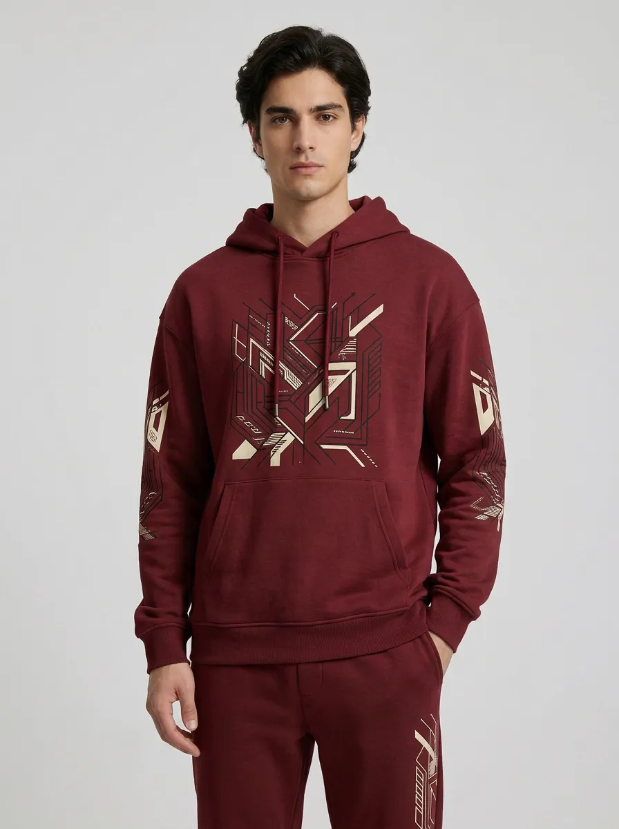 Men's Sage Green Graphic Hoodie and Jogger Set