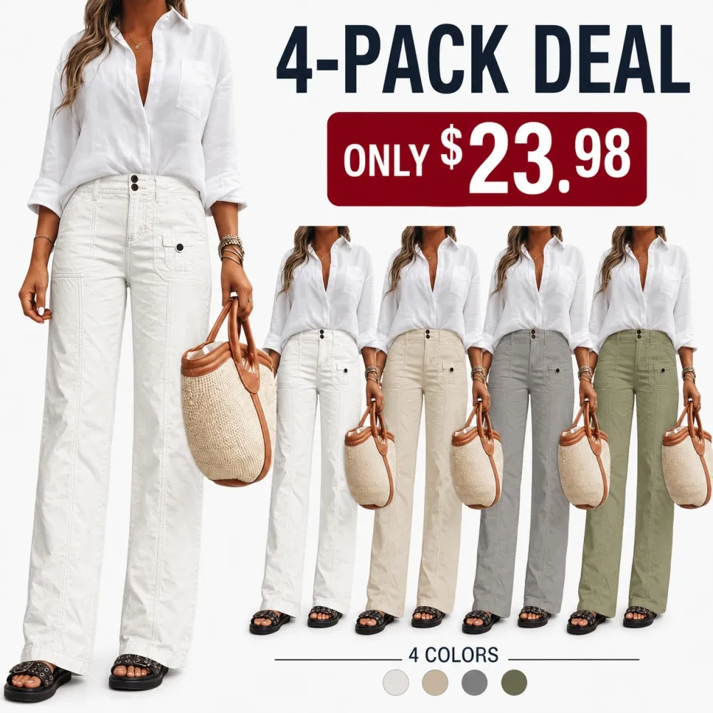 Women's Seam Front Patch Pocket Mid Rise Straight Leg Pants
