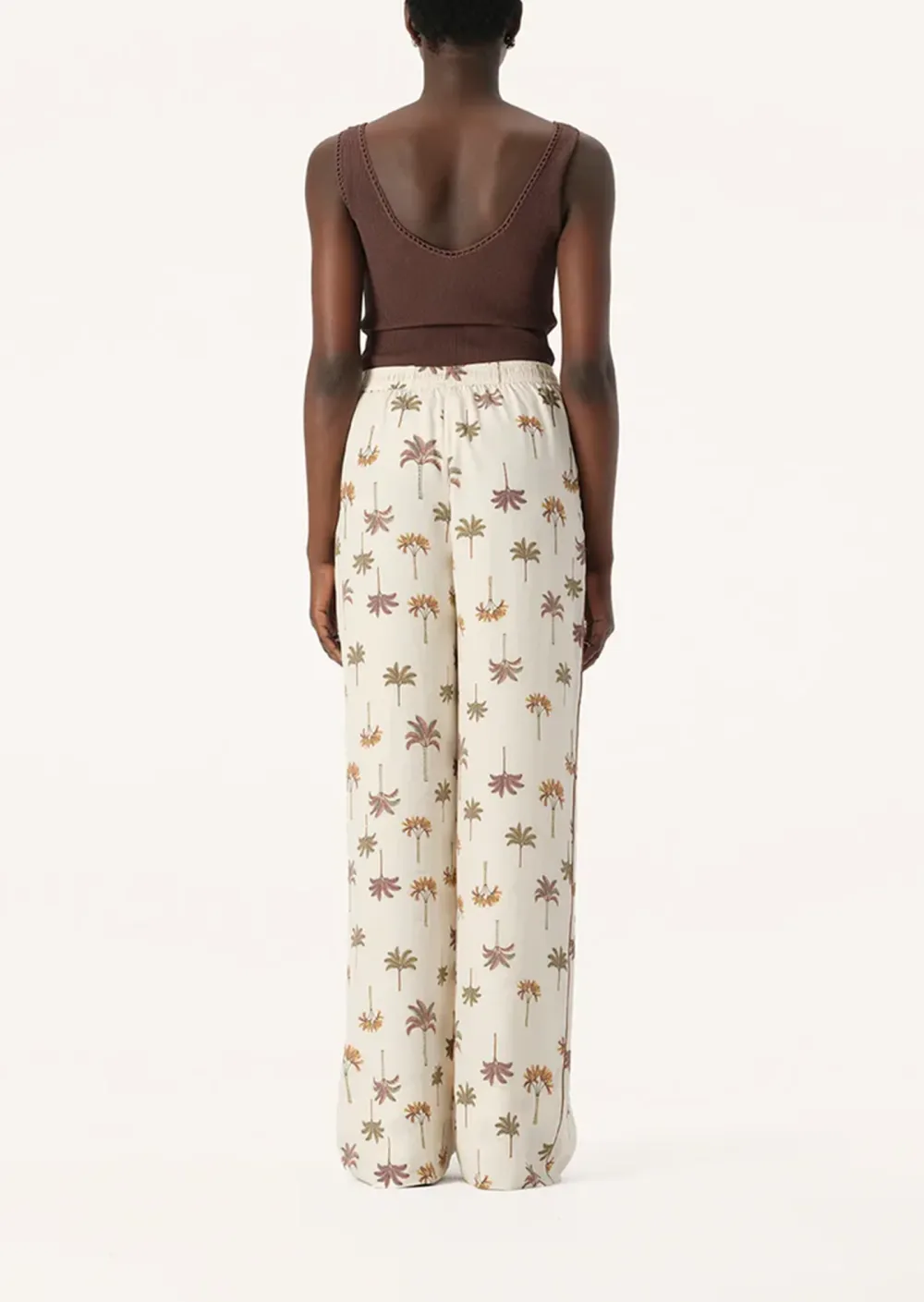 PLANT PRINTED WIDE LEG PANTS