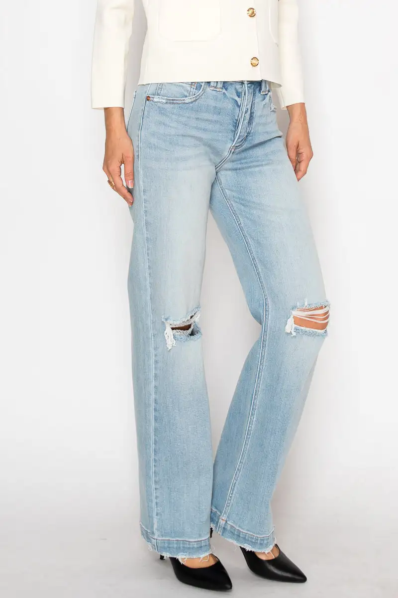 Refined High Rise Straight Leg Relaxed Denim Jeans
