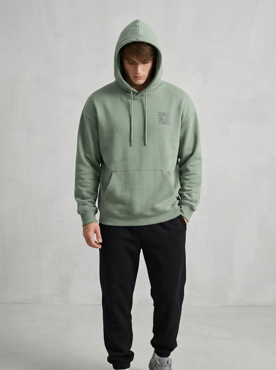 Modern Casual Pullover Hoodie Green