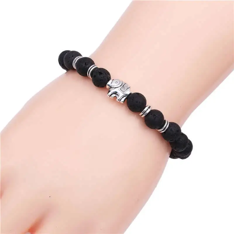 Lava Rock Tiger Eye Stone Elephant Diffuser Bracelet