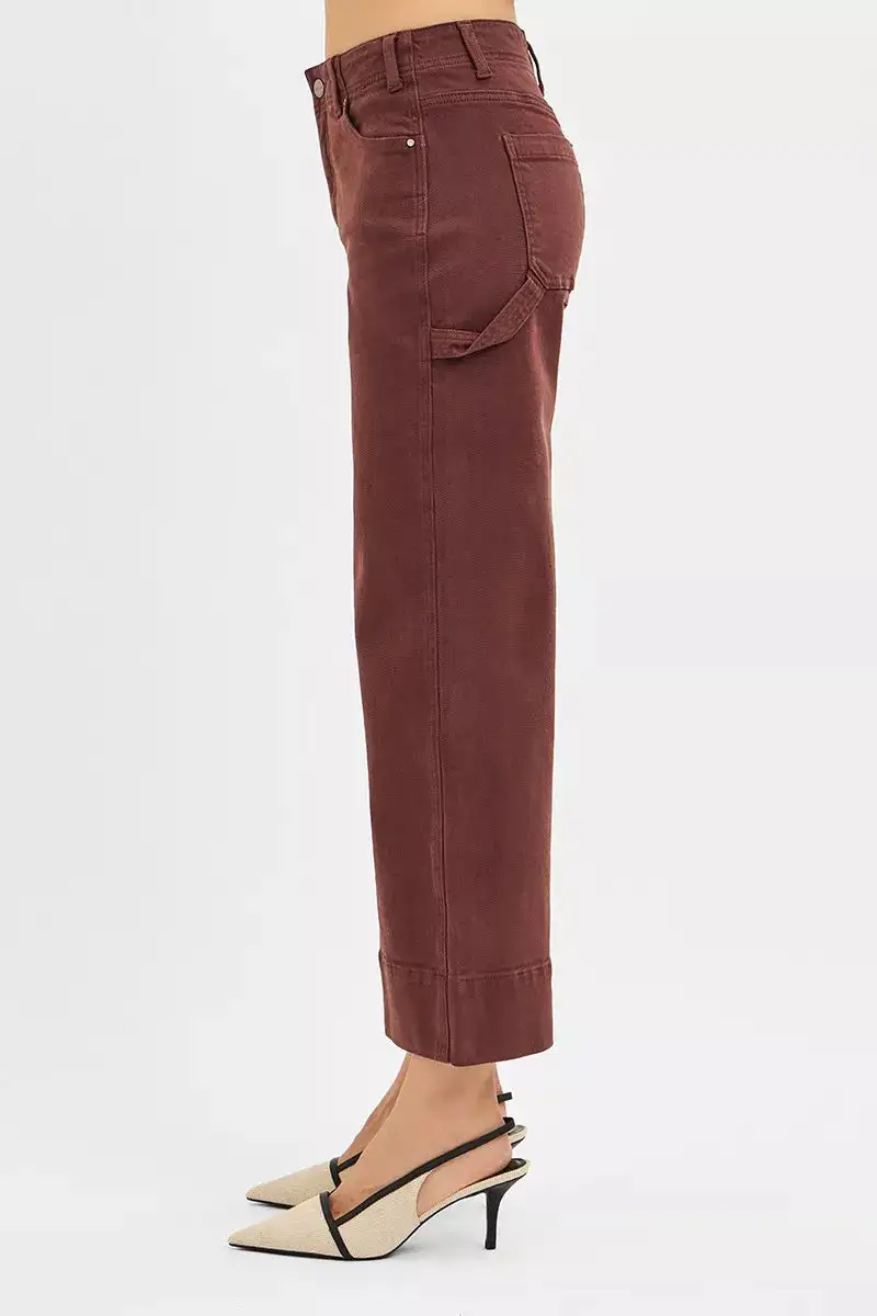 Risen Tummy Control High Rise Crop Wide No Waist Band Pants