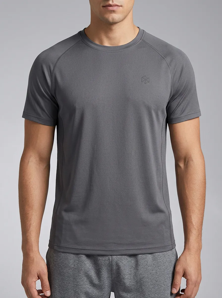 Men's Active Emblem Athletic Raglan Performance Sport Crewneck T-Shirt