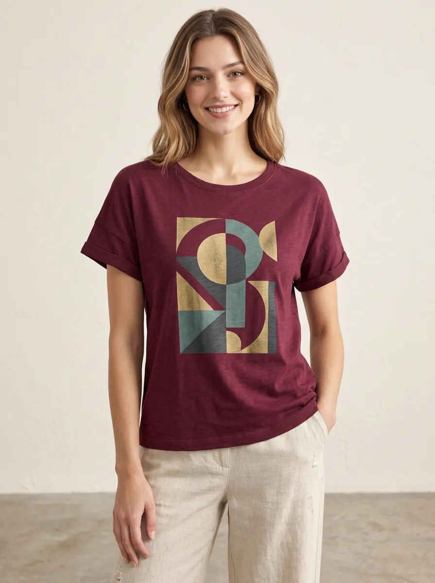 Women's Abstract Geometric Minimal Printed Tee