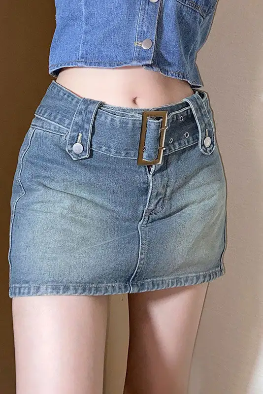 Denim Mini Flowing Skirt