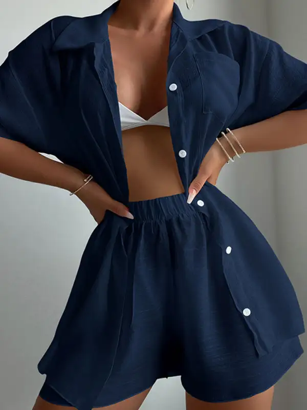 Loose Sun Protection Short Sleeved Swim Cover Up