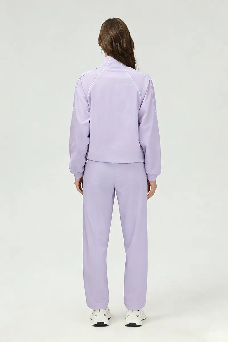 Stand-Collar Jacket And Straight Pants Active Set