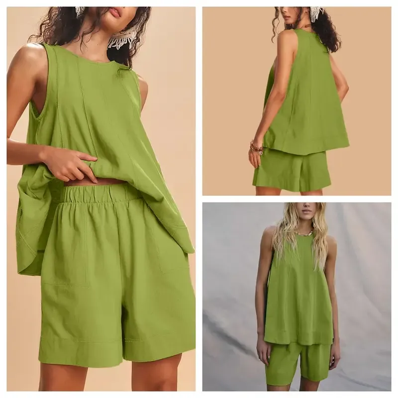 ⏰Hot Sale-Women's Cotton Tank Top & Shorts Set🔥8-Pack - All Colors Included