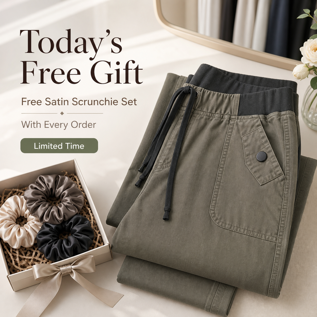 Women's solid seam detail drawstring mid-rise straight-leg pants detail