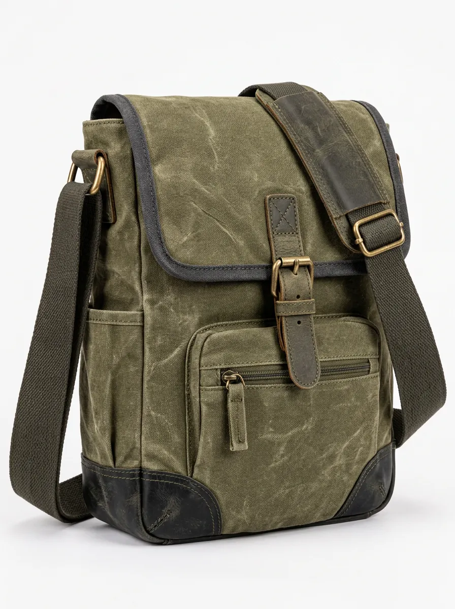 Men's Classic Waxed Canvas Crossbody Bag