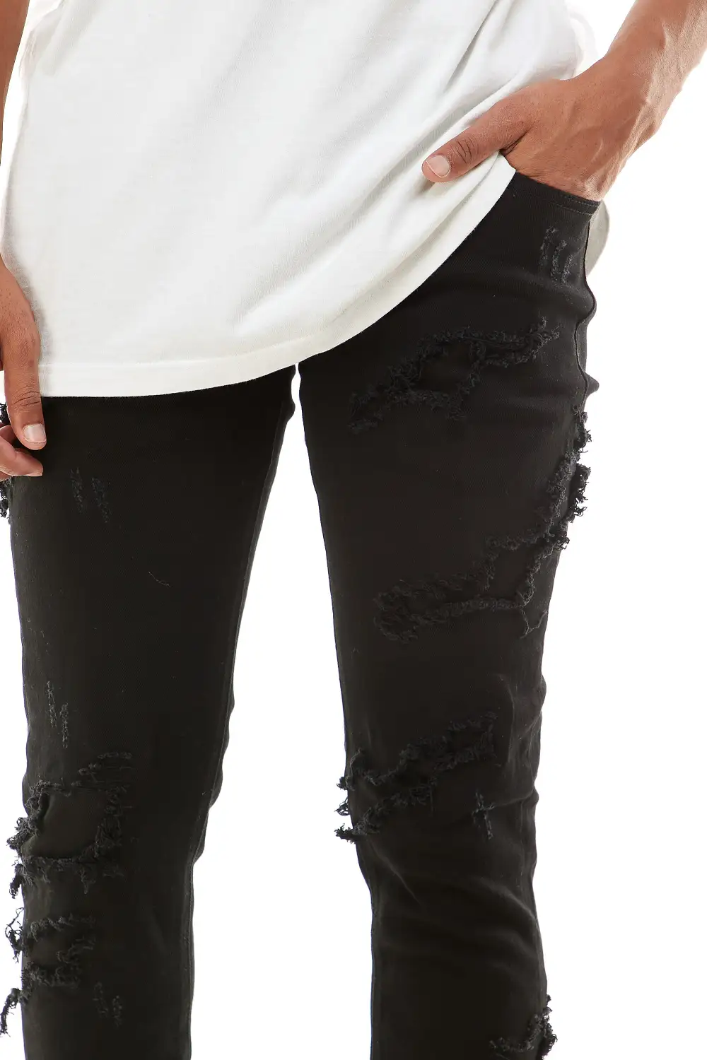 Men's Streetwear Skinny Patchwork Stretch Pants