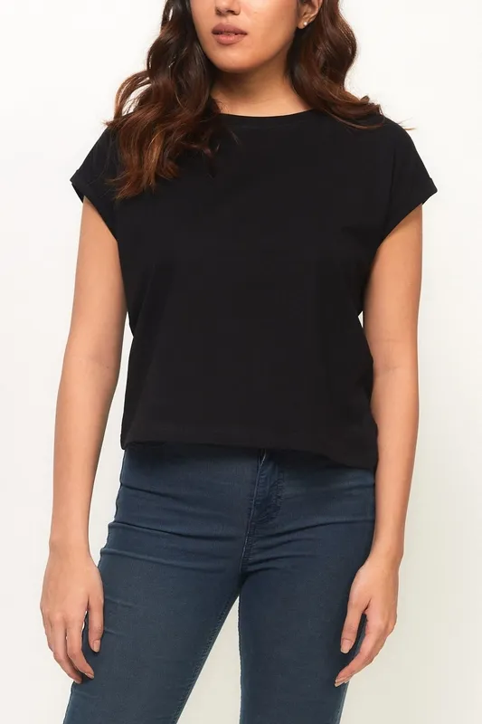 Black Pima Cotton Boxy Tee