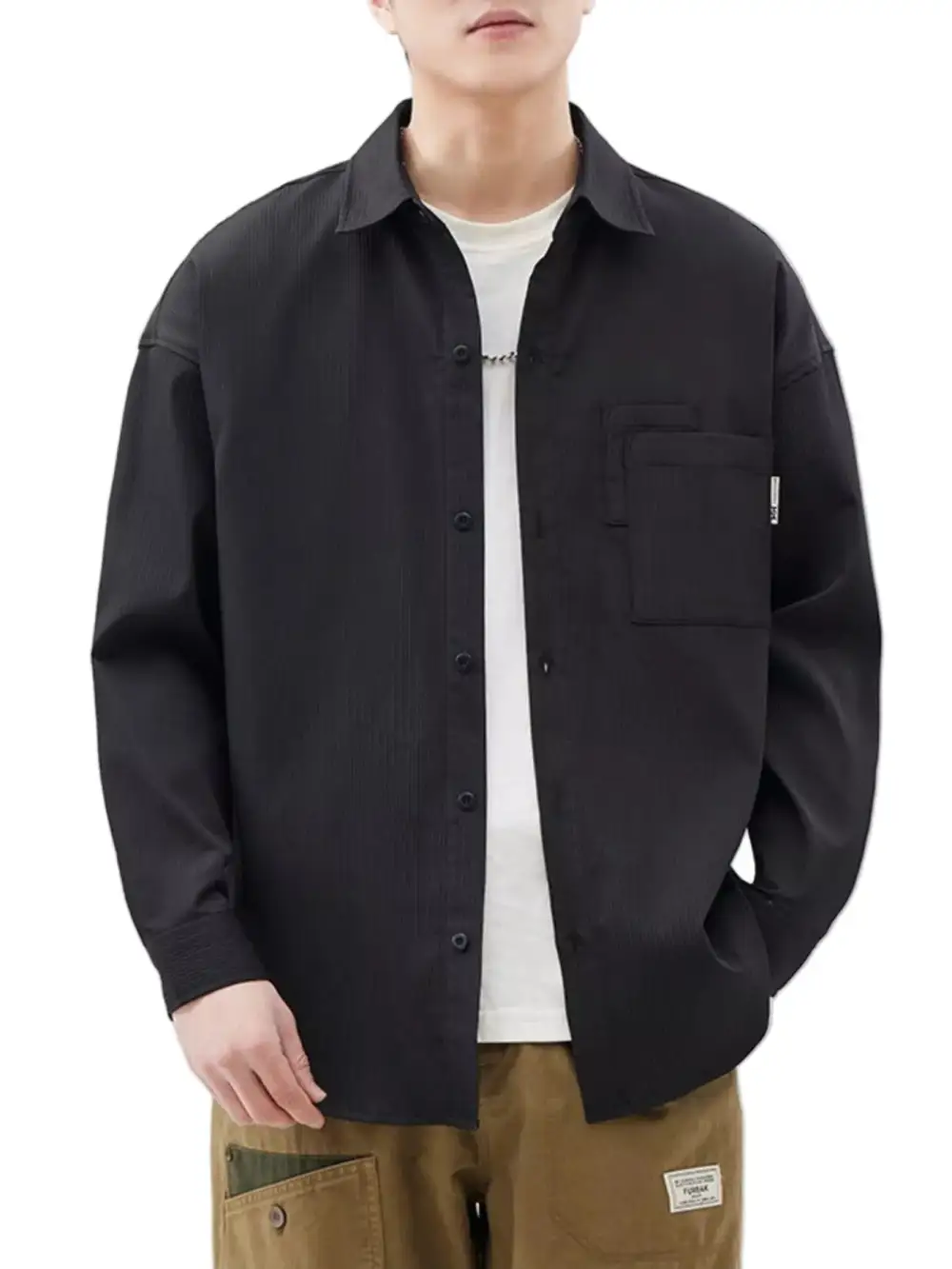 Pocket Detail Button Down Long Sleeve Shirt
