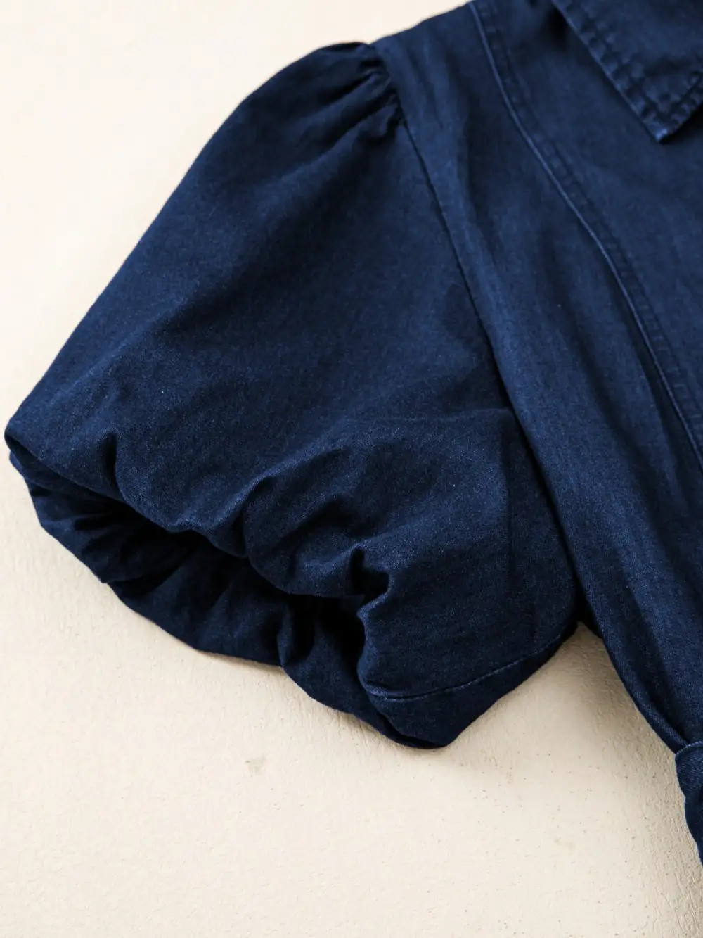 Denim Button Front Tie Waist Midi Dress
