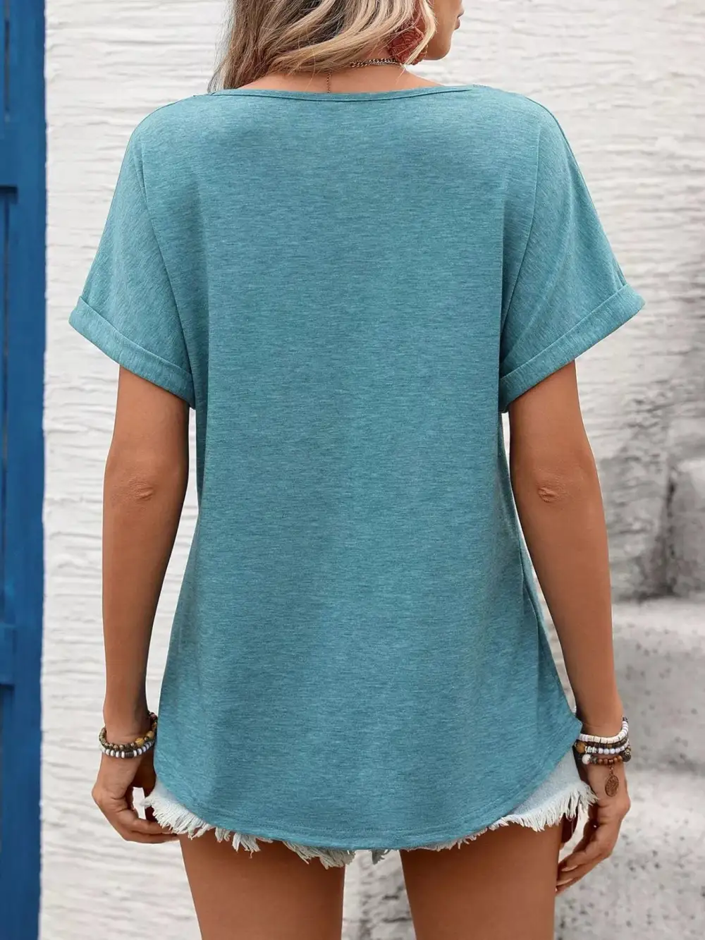 Lace Trim Detail Short Sleeve T-Shirt