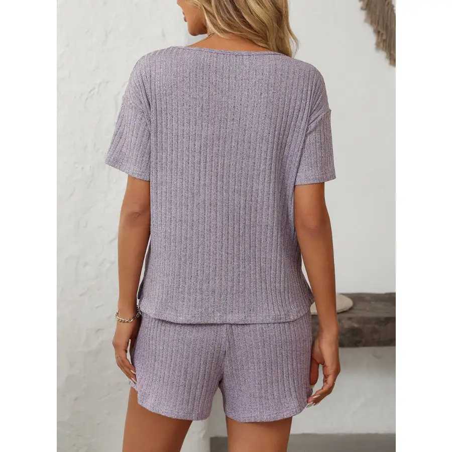 Mandy V Neck Short Sleeve Top and Shorts Set