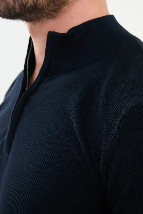 Polished Half Turtleneck Zip Knit Sweater