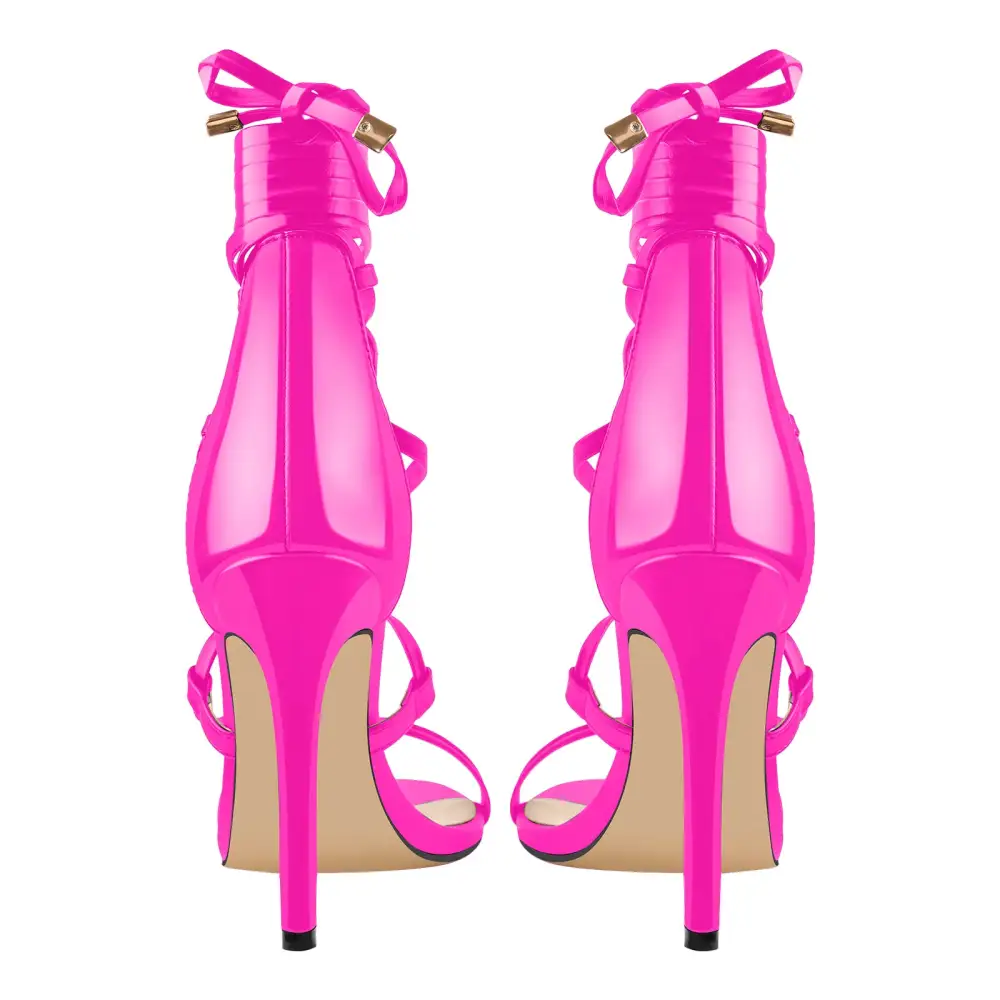 Gladiator Round Toe Lace Up Stiletto Modern Sandals
