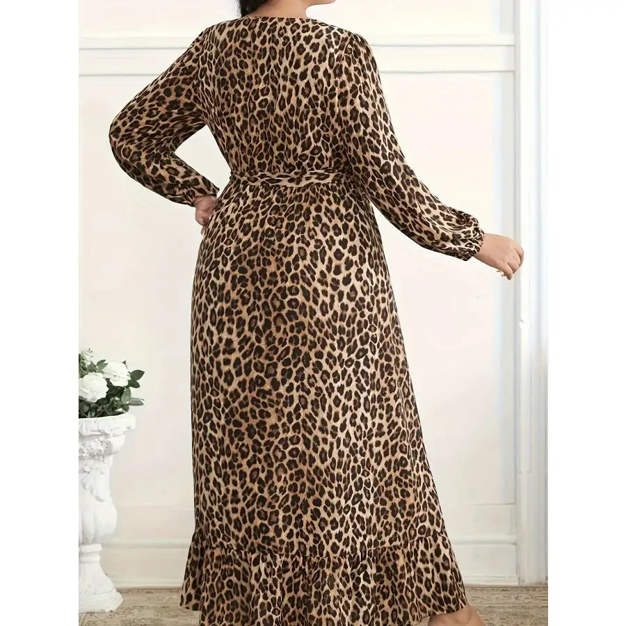 Plus Size Print Surplice Maxi Dress