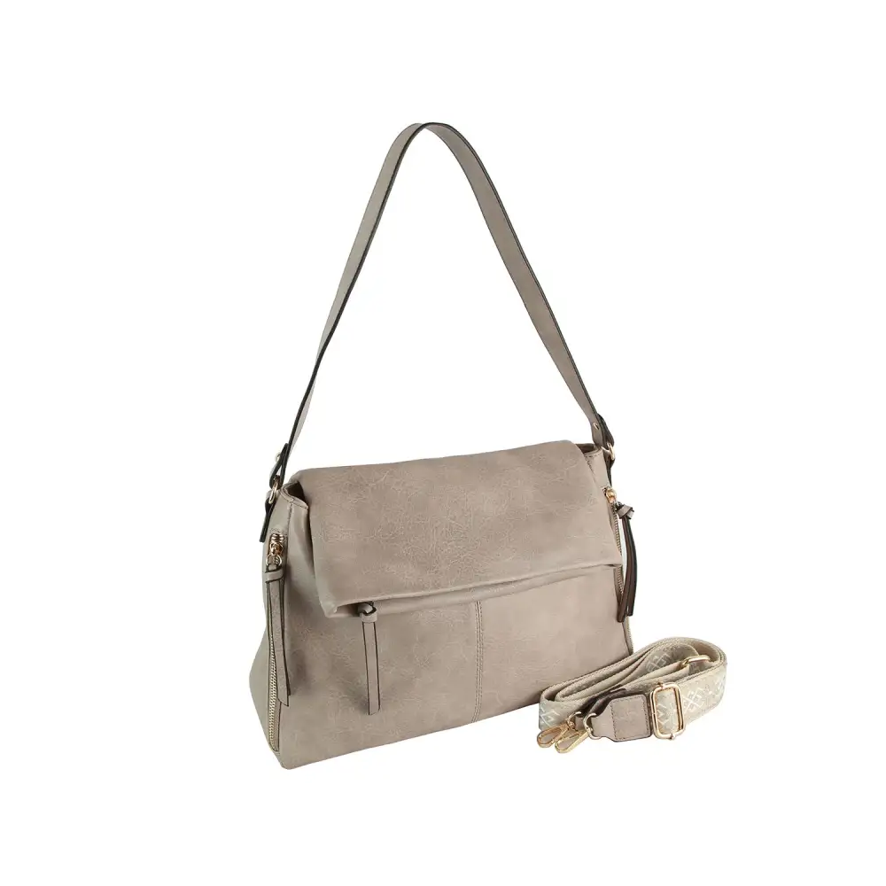 Contemporary Detail Pocketed Faux Leather Hobo Shoulder Bag