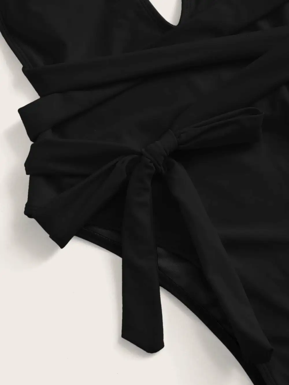 Halter Neck Deep V Tied One Swimsuit