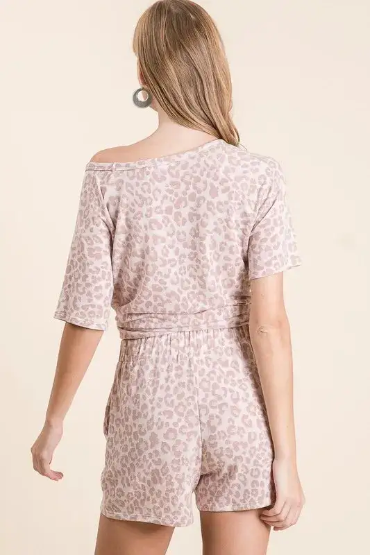 Leopard Terry Shorts with Drawstring