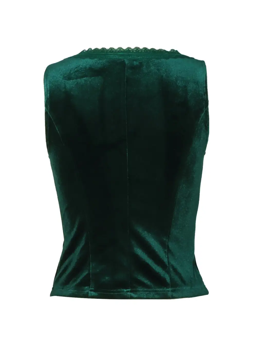 Lace Trim Velvet Button Front Top