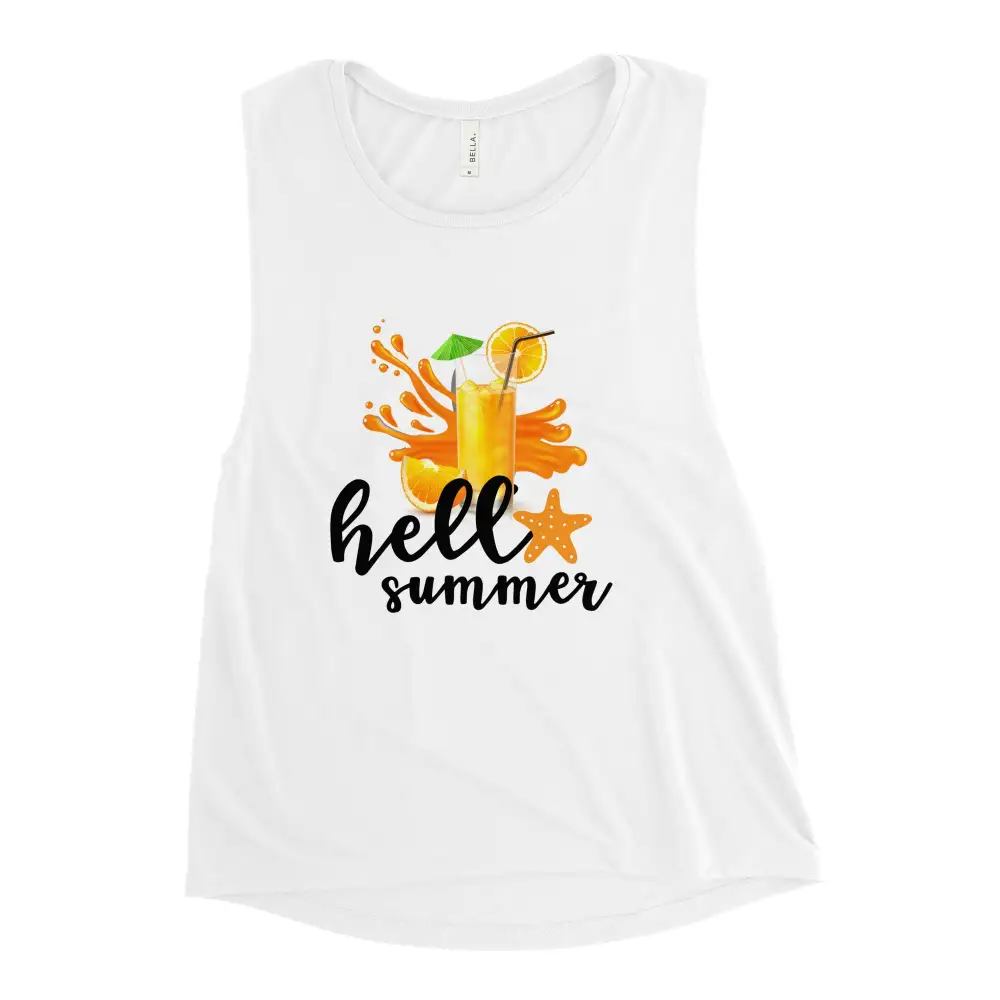 Printed Ladies Muscle Tank Hello Summer Tank Top