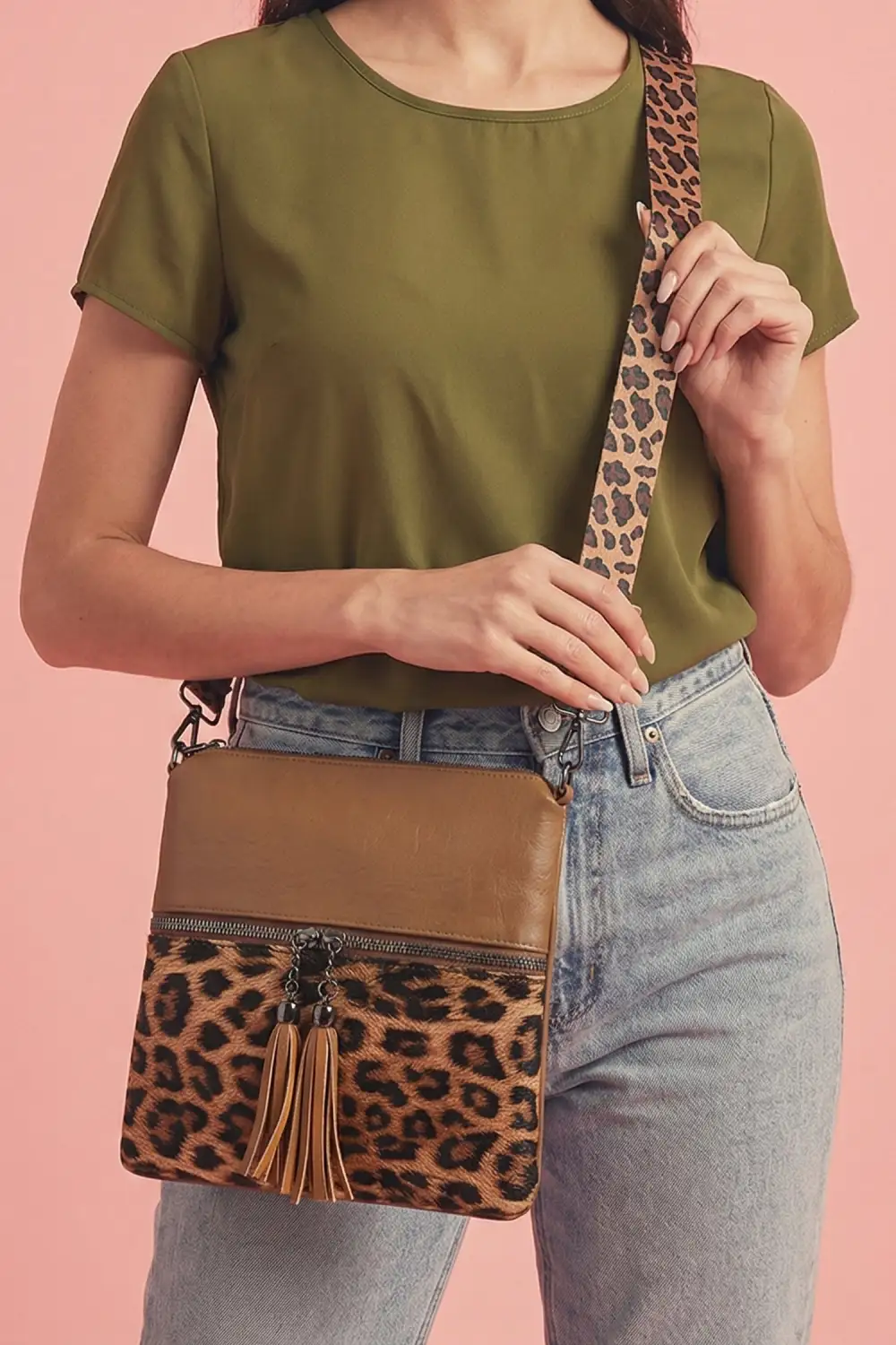 Leopard Contrast Mini Shoulder Bag