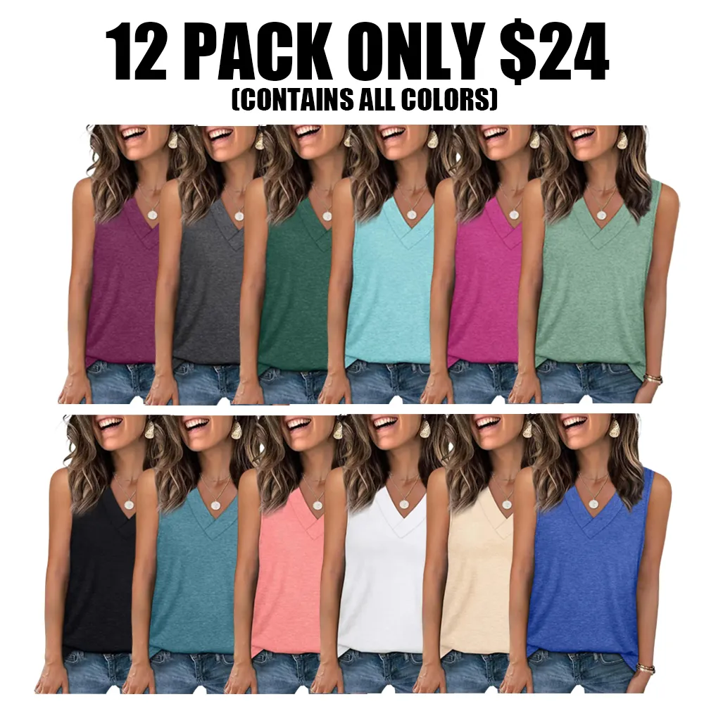 Women's 2026 V Neck Tank Tops Summer Sleeveless Loose Fit Basic Tee Trendy Casual Fashion Tops
