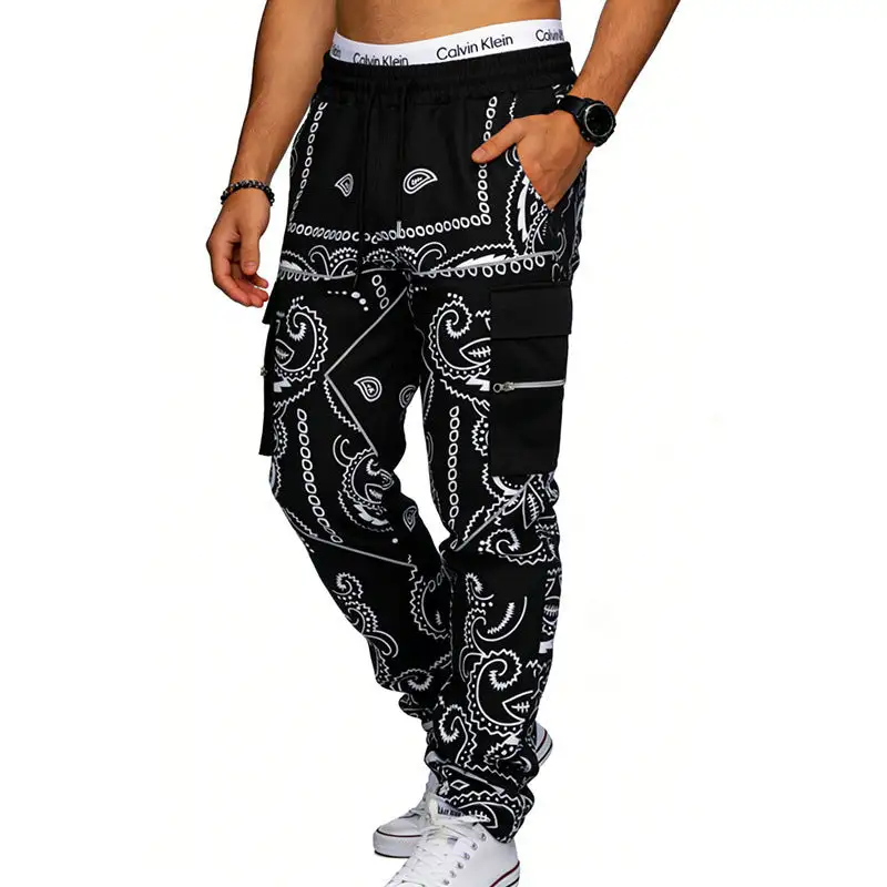 Men's Cargo Jogging Pants Waistband Pockets Cargo Pants