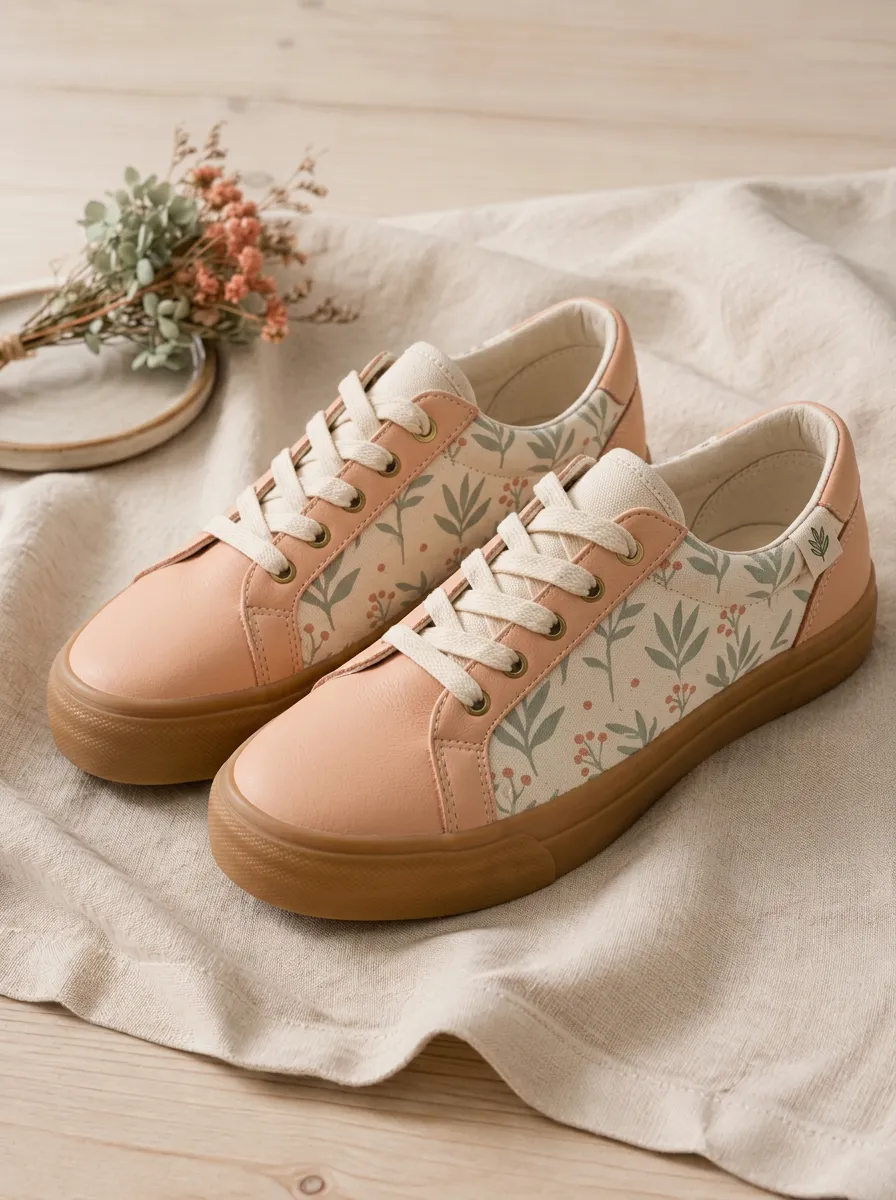 Women's Botanical Nature Lover Floral Leaf Printed Sneakers