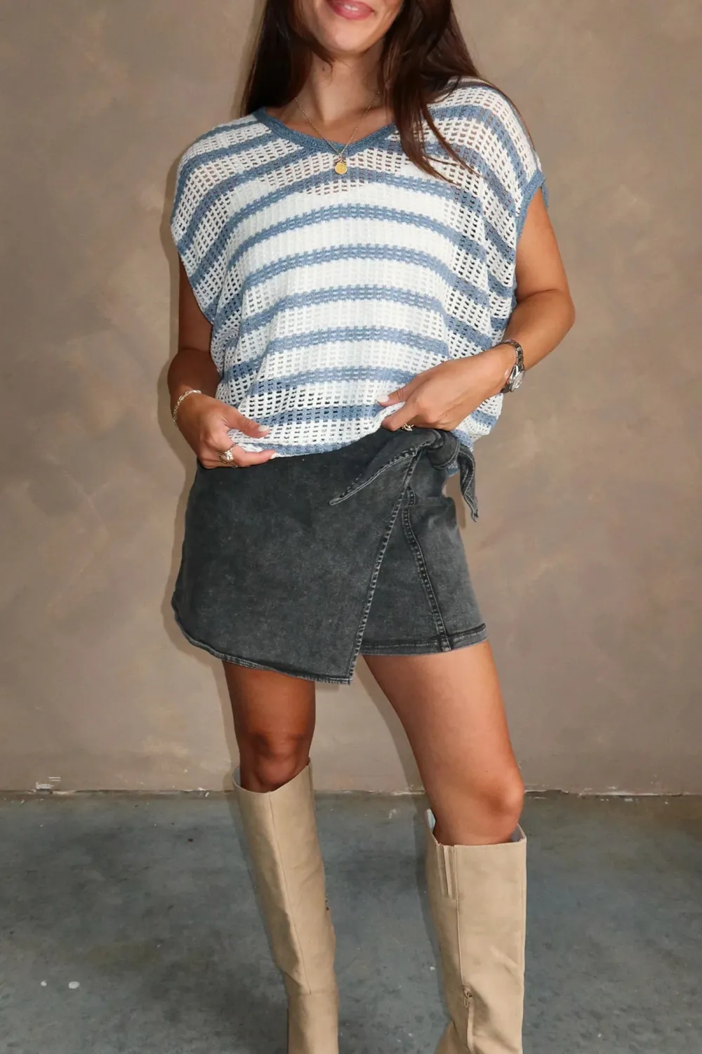 Hollow Striped Vest Top