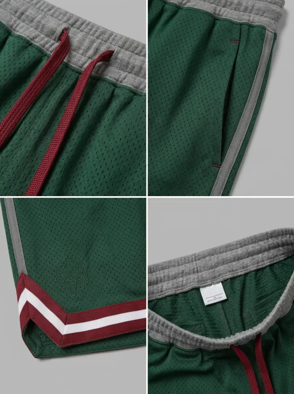 Versatile Geometric Pattern Embroidered Detail Sport Look Men's Basketball Shorts
