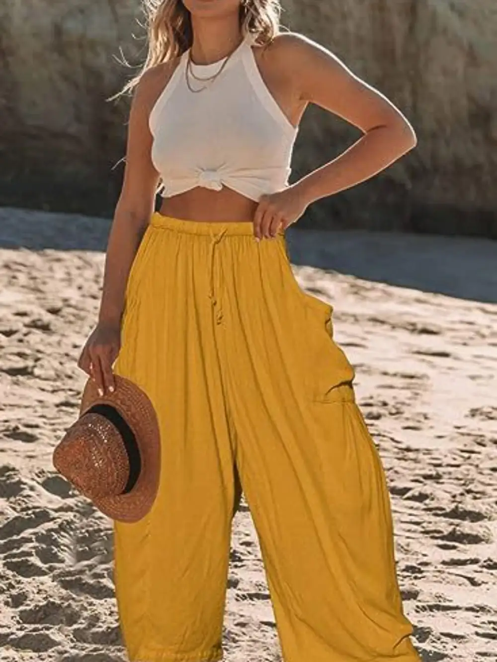 Wide Leg Pocket Plus Pants