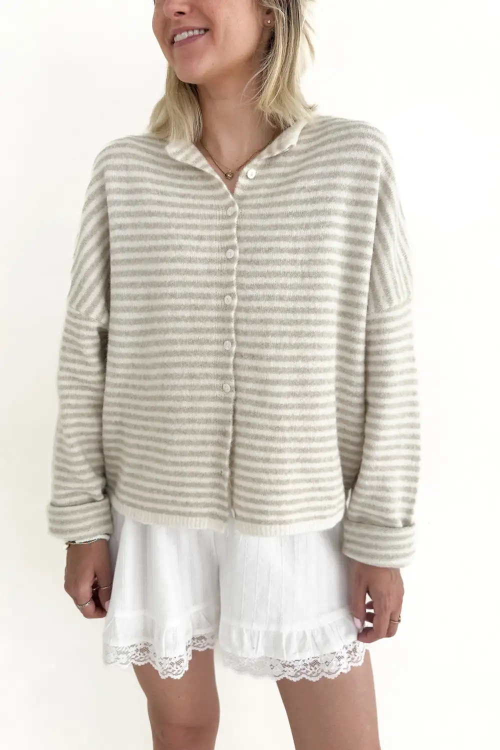 Washed Soft Striped Cardigan