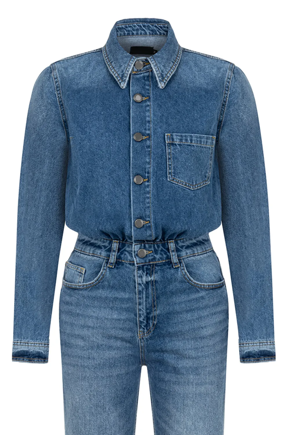 Casual Style Denim Jumpsuit