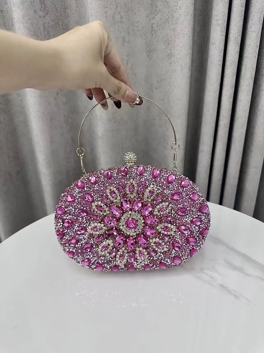 Geometric Rhinestone Shimmer Clutch Bag