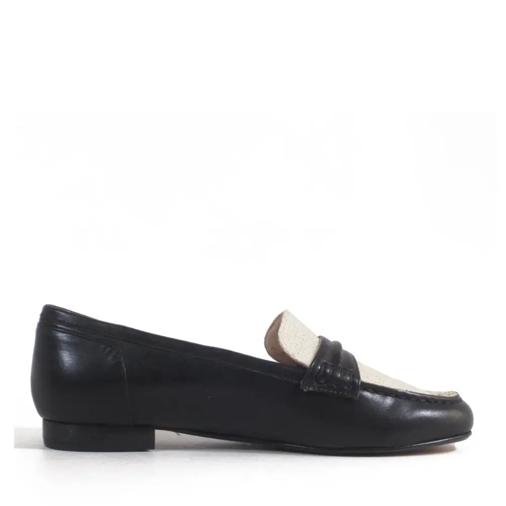 Woven Faux Leather Slip On Loafers