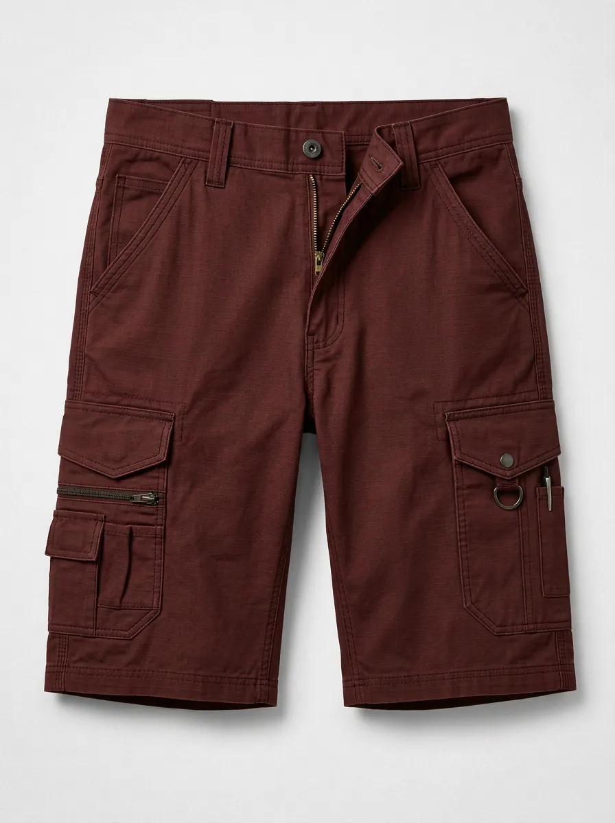 Men's Outdoor Tactical Olive Green Multi-Pocket Cargo Shorts