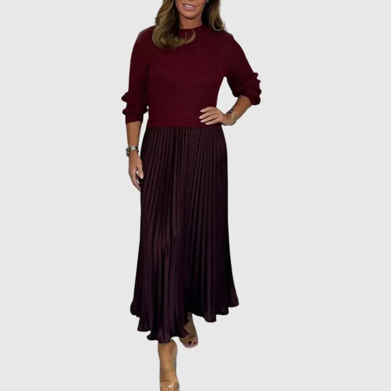 Maxi Dress With Sweater & Pleated Skirt