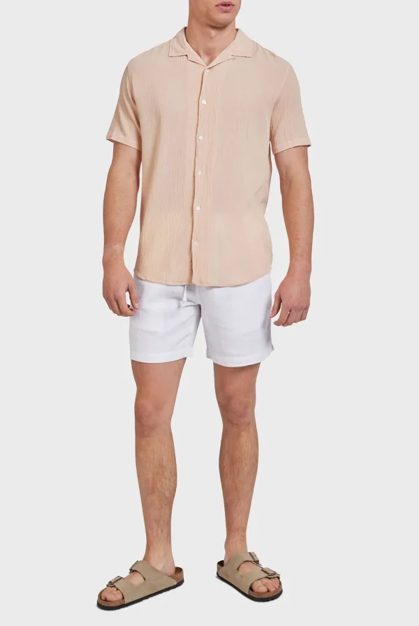 Peach Textured Short Sleeve Shirt