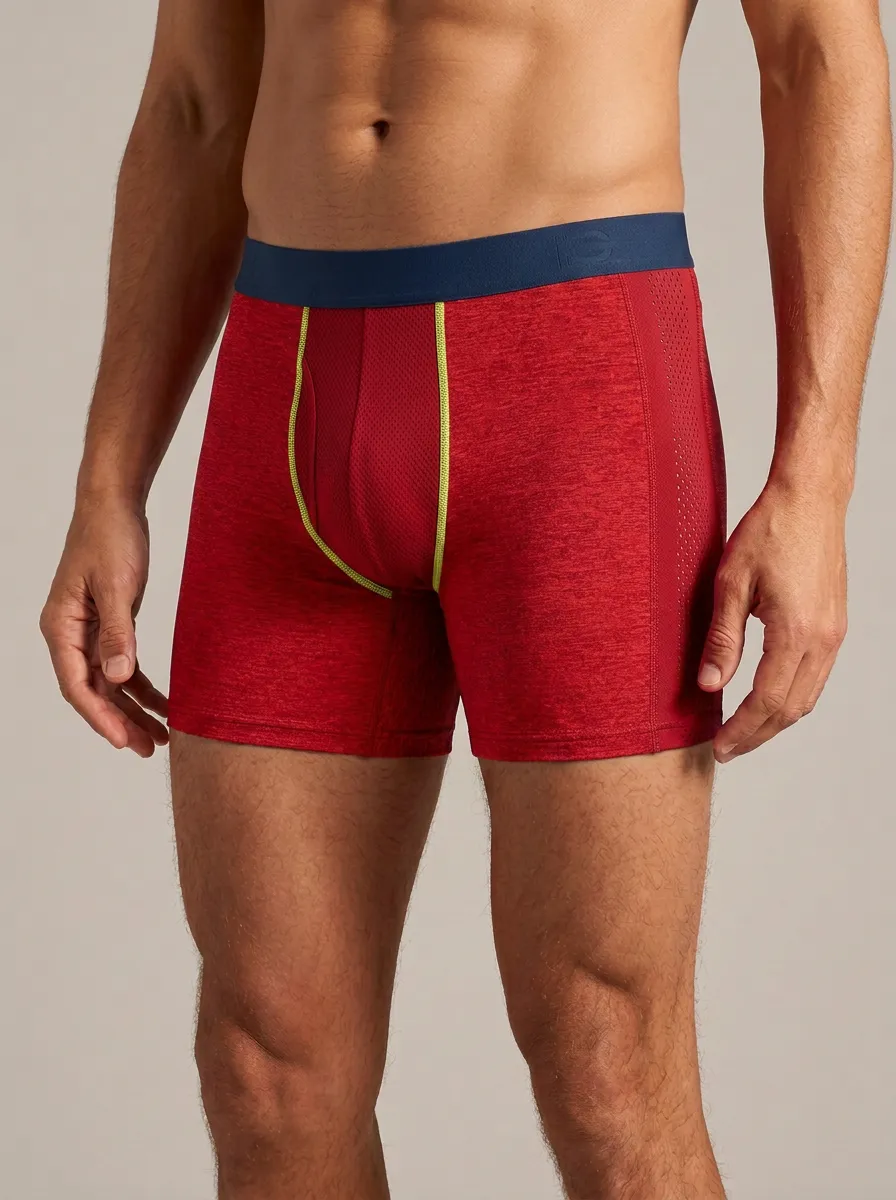 Men's Athletic Performance Hexagon Pattern Printed Boxer Briefs